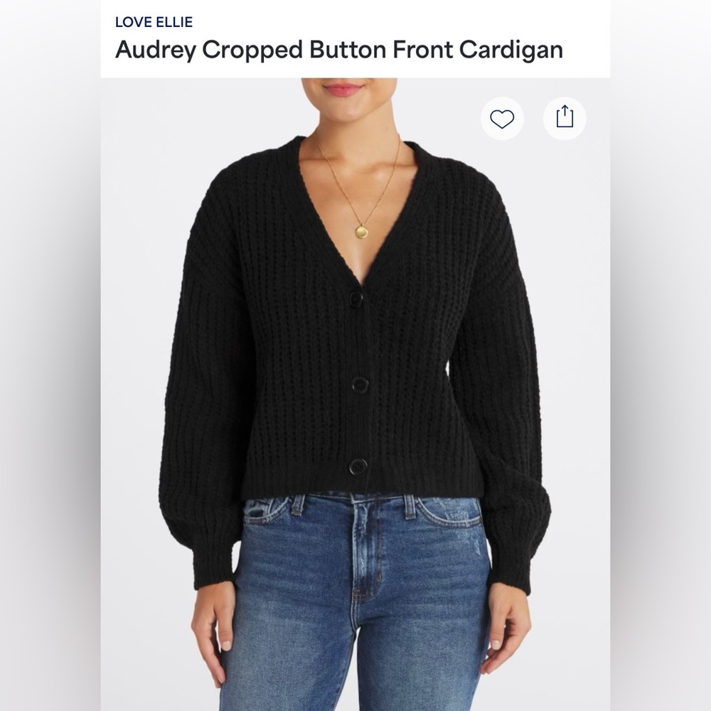 Love Ellie Audrey Cropped Button Front Cardigan